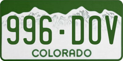 CO license plate 996DOV