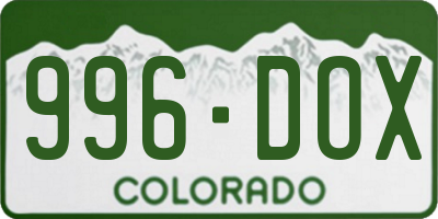 CO license plate 996DOX