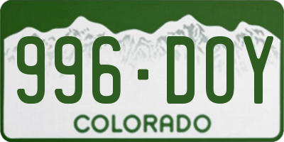 CO license plate 996DOY