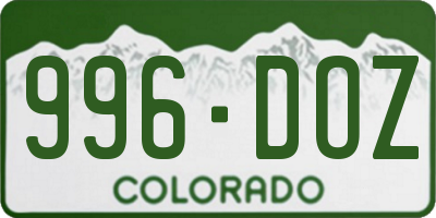 CO license plate 996DOZ