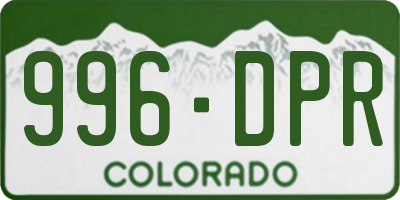 CO license plate 996DPR