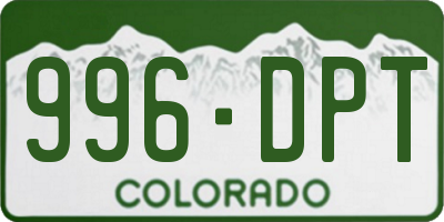 CO license plate 996DPT