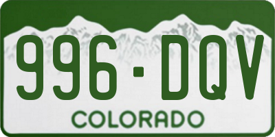 CO license plate 996DQV
