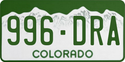 CO license plate 996DRA