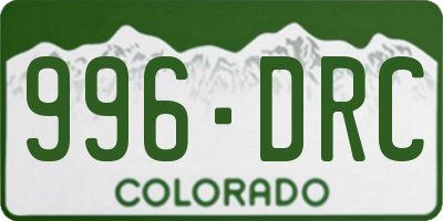 CO license plate 996DRC