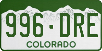 CO license plate 996DRE
