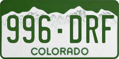 CO license plate 996DRF