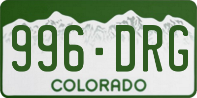CO license plate 996DRG