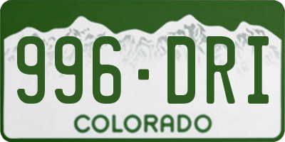 CO license plate 996DRI