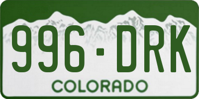 CO license plate 996DRK