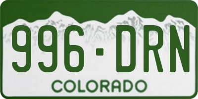 CO license plate 996DRN