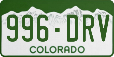 CO license plate 996DRV