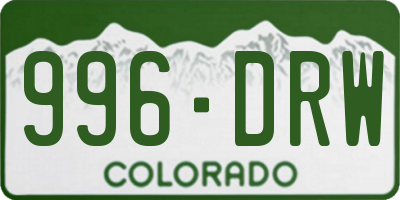 CO license plate 996DRW
