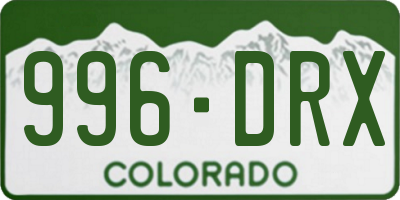 CO license plate 996DRX