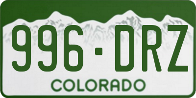 CO license plate 996DRZ