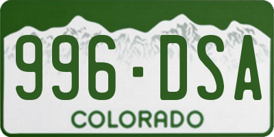 CO license plate 996DSA