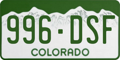 CO license plate 996DSF