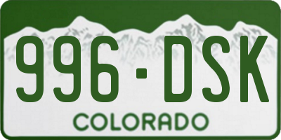 CO license plate 996DSK
