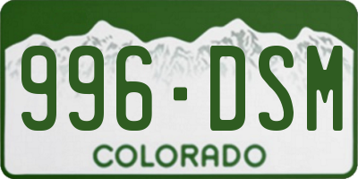 CO license plate 996DSM