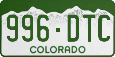 CO license plate 996DTC