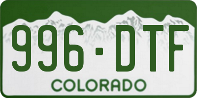 CO license plate 996DTF