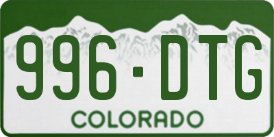 CO license plate 996DTG