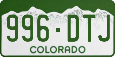 CO license plate 996DTJ