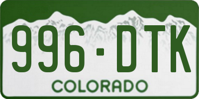 CO license plate 996DTK