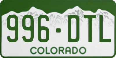 CO license plate 996DTL