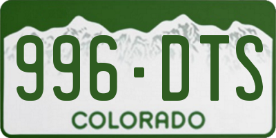 CO license plate 996DTS
