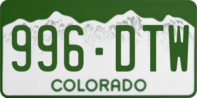 CO license plate 996DTW