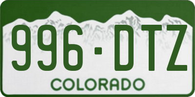 CO license plate 996DTZ
