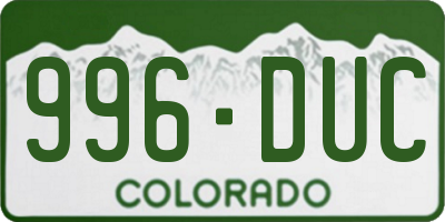 CO license plate 996DUC