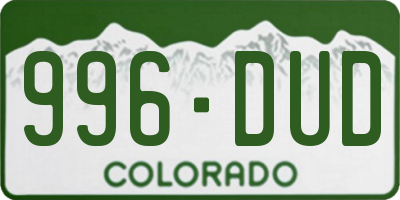 CO license plate 996DUD