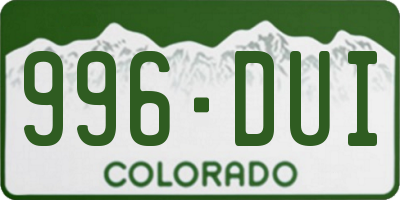 CO license plate 996DUI