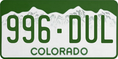 CO license plate 996DUL