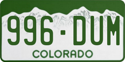 CO license plate 996DUM