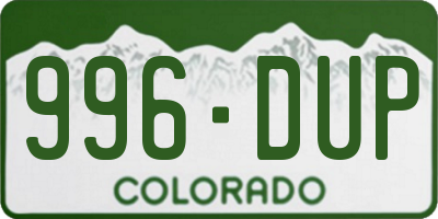 CO license plate 996DUP
