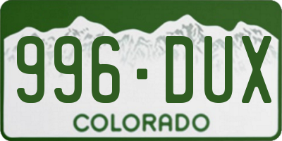 CO license plate 996DUX