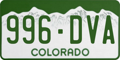 CO license plate 996DVA
