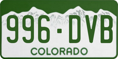 CO license plate 996DVB