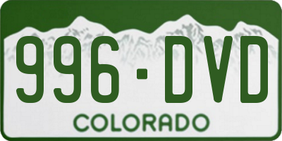 CO license plate 996DVD