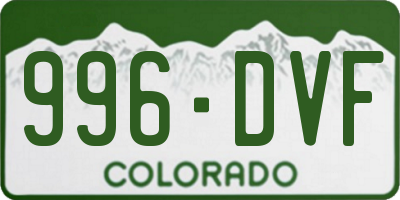 CO license plate 996DVF