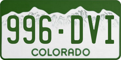 CO license plate 996DVI