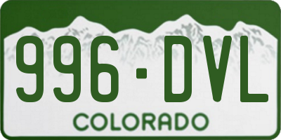 CO license plate 996DVL