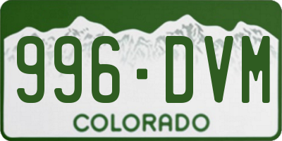 CO license plate 996DVM