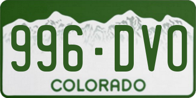 CO license plate 996DVO
