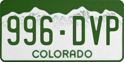 CO license plate 996DVP