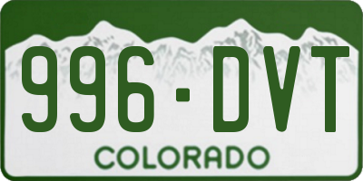 CO license plate 996DVT