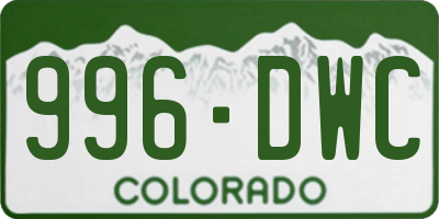 CO license plate 996DWC